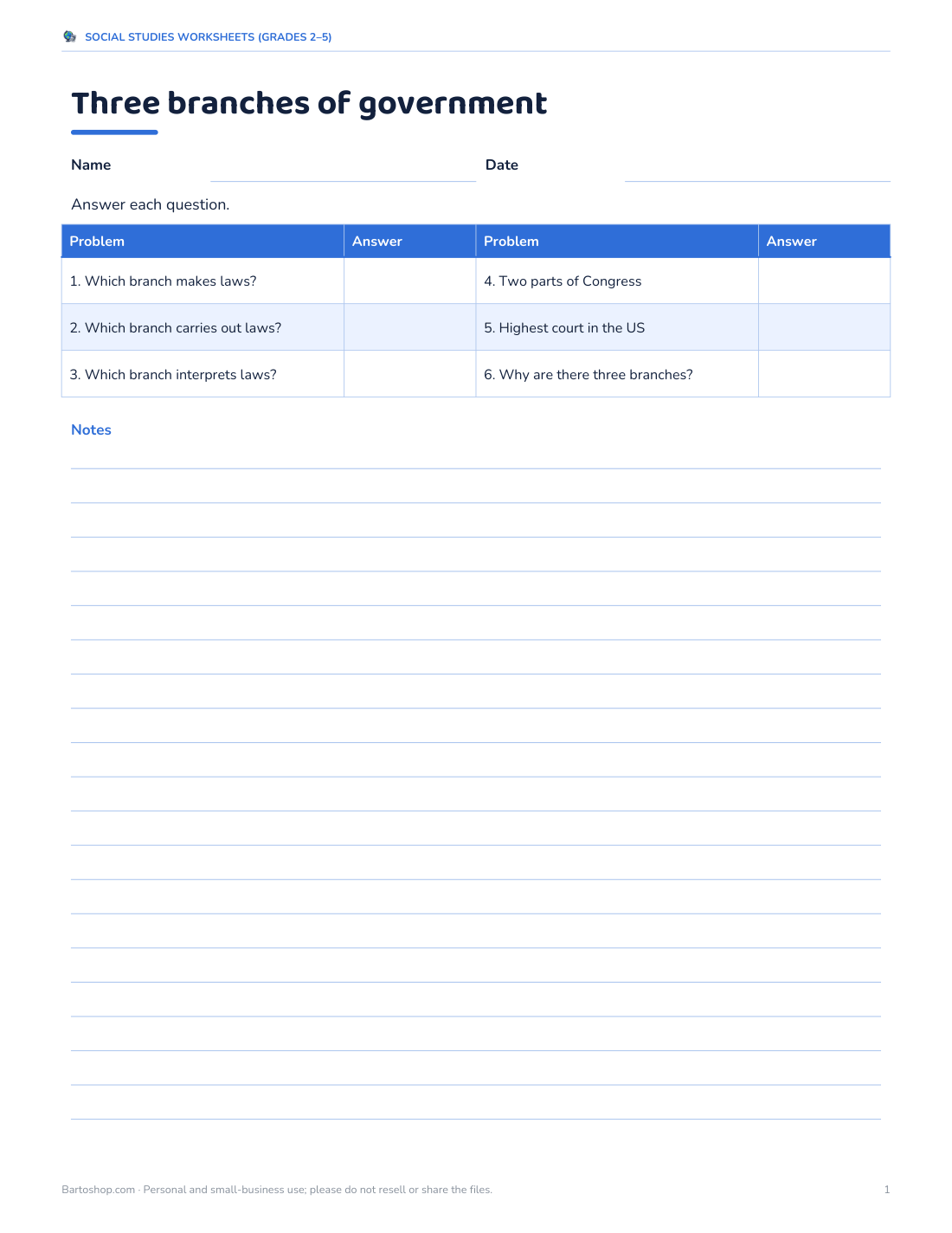 Preview of the first page of Three branches of government